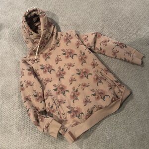 Floral Beige Doublehooded Sweatshirt